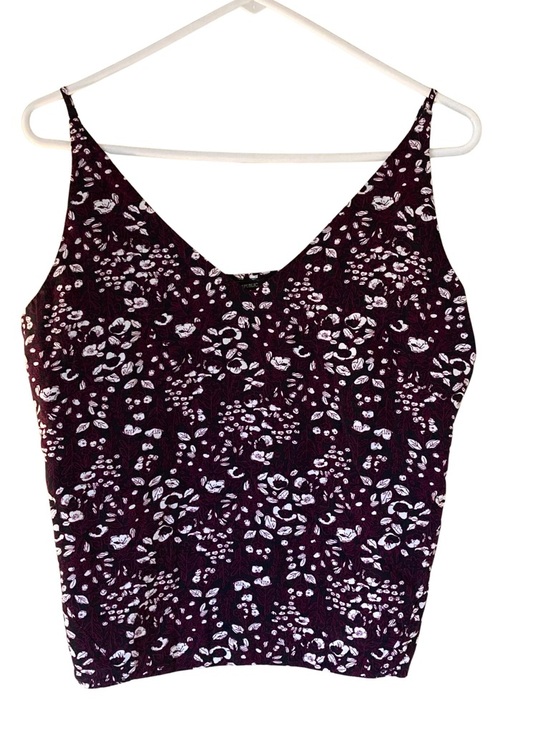 Banana Republic Factory Tops - Banana Republic Factory - Black, White, Burgundy Floral Design Tank Size Large